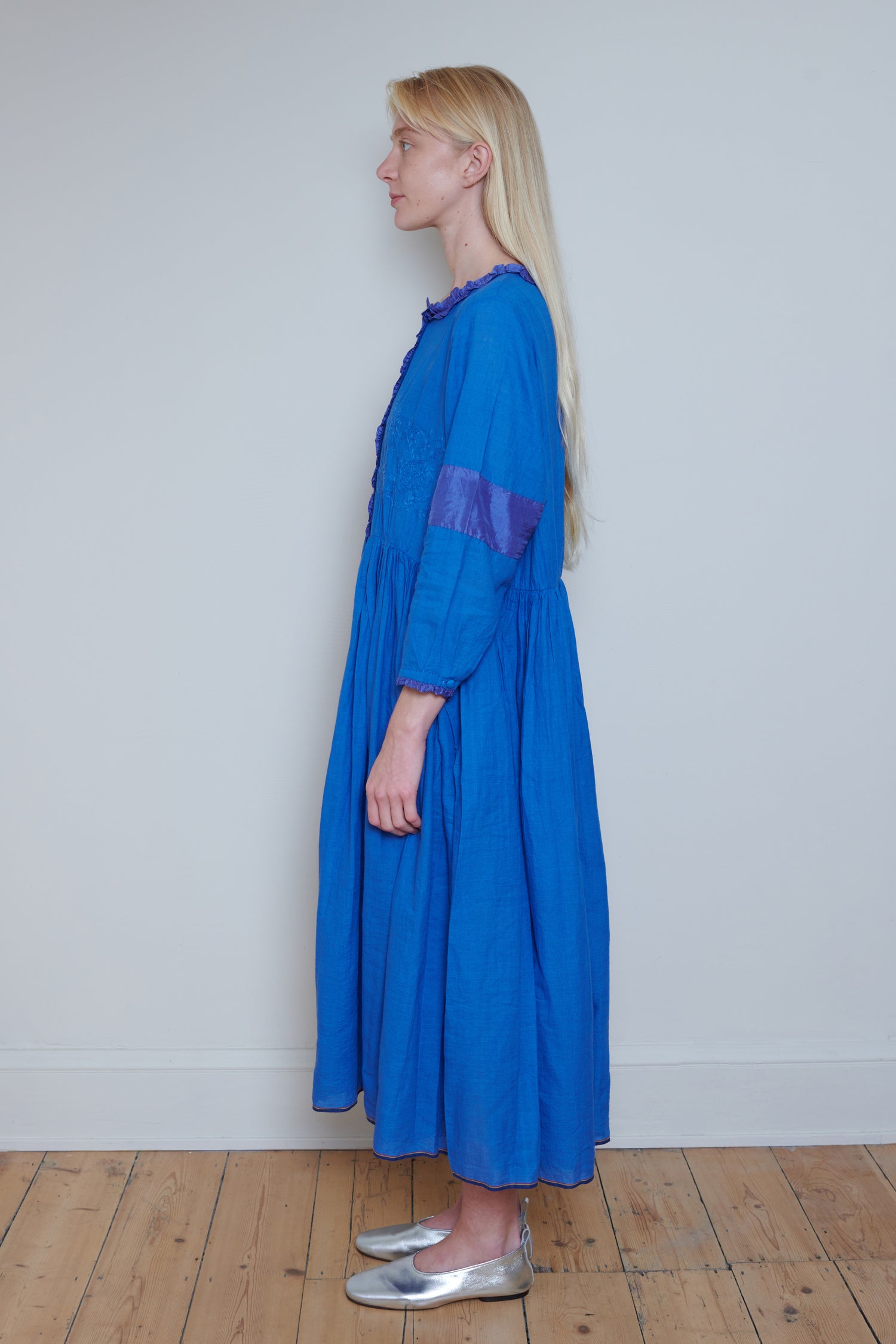 Runaway Bicycle | Embroidered Dress - Blue