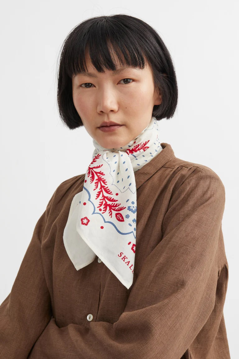 Skall | Juniper Big Scarf - Cream/Blue/Red