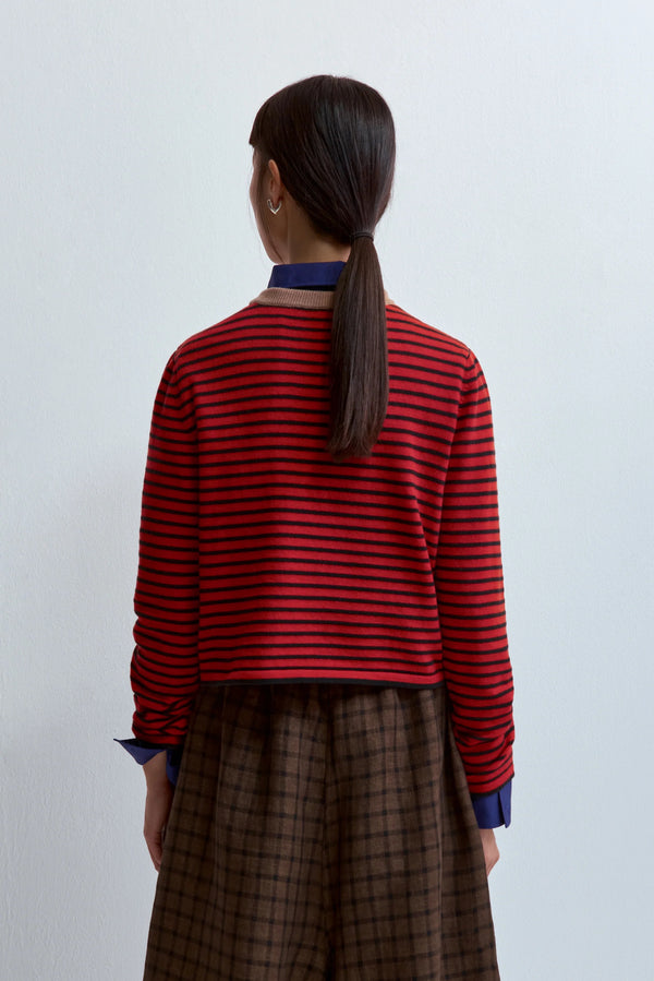 Cordera Merino Wool Red Striped T-Shirt