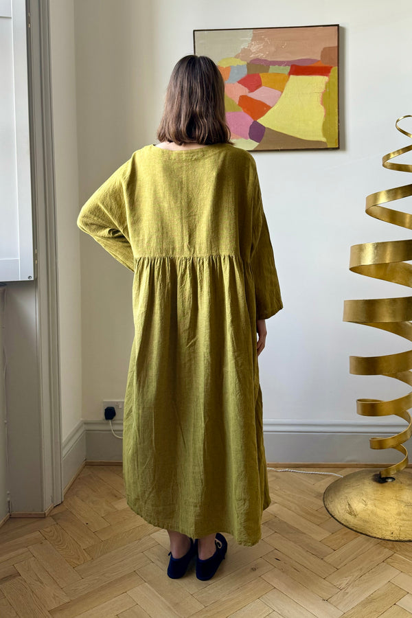 Ichi Antiquités Yellow Herringbone Dress