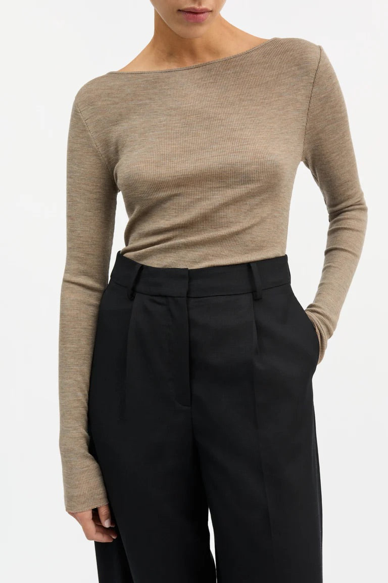 Skall | Amy Wide Neck Top - Brown