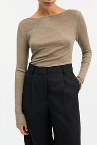 Skall | Amy Wide Neck Top - Brown