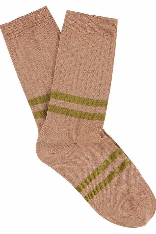 Escuyer | Cotton Stripe Socks - Pink/Gold