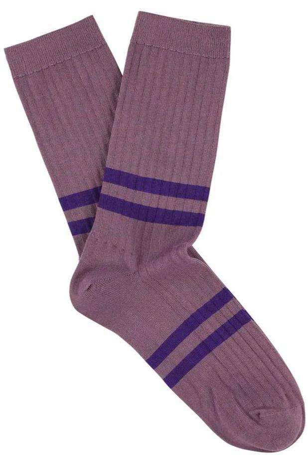 Escuyer | Cotton Stripe Socks - Purple