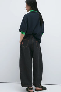 Cordera | Curved Denim Pants - Black