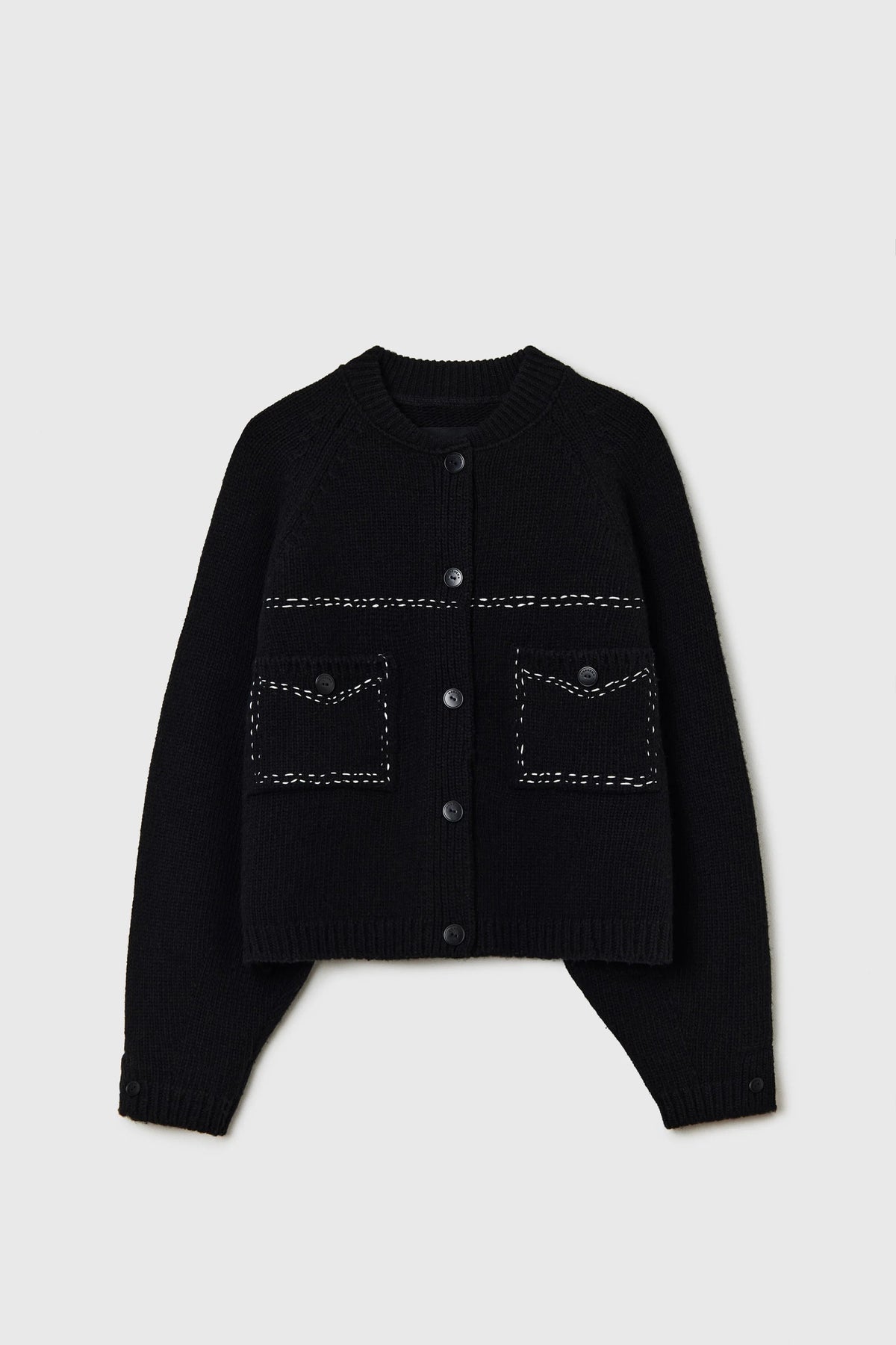 Cordera | Merino Wool Stitched Cardigan - Black