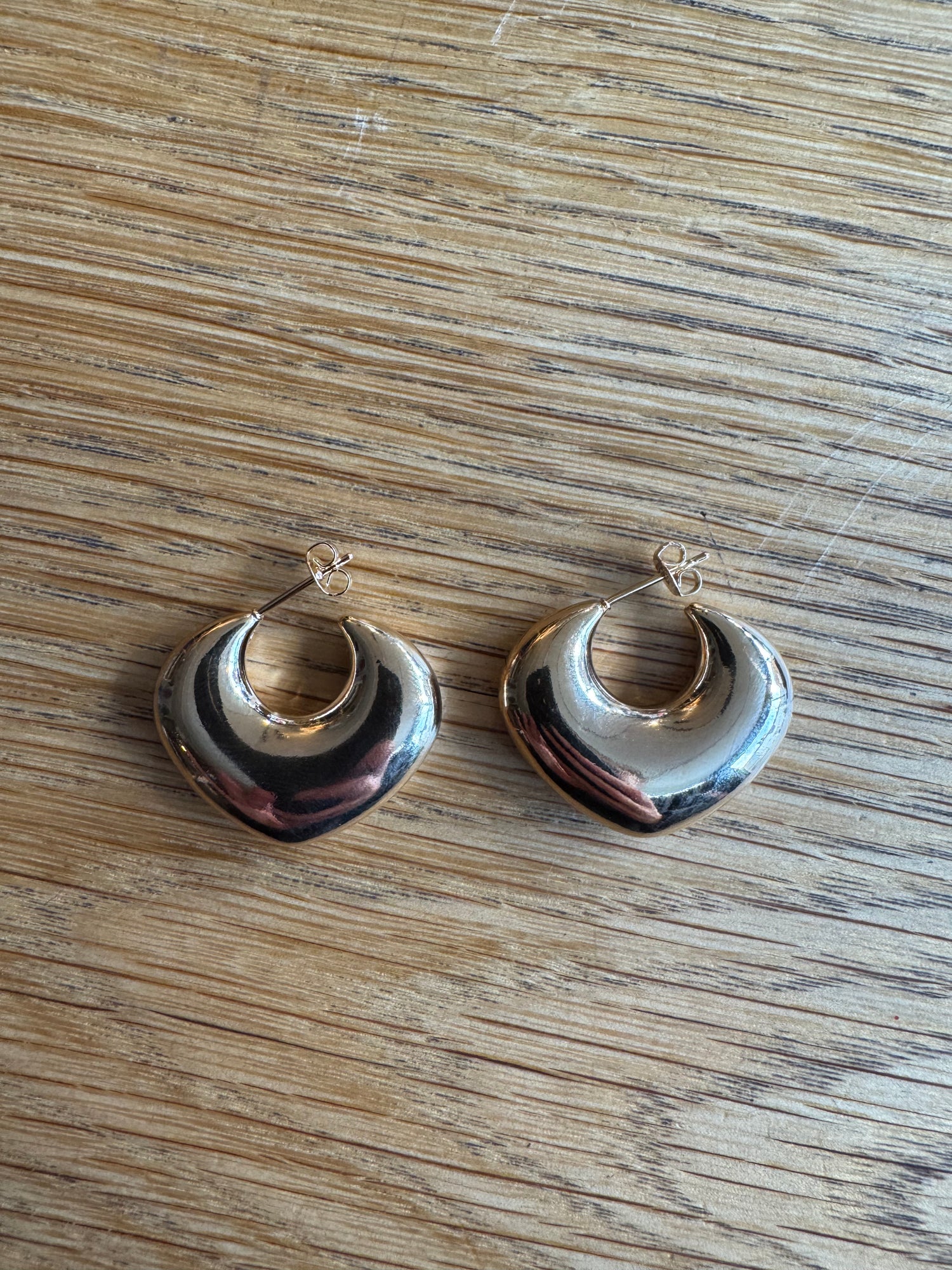 Gold Plated Thick Crescent Moon Hoops