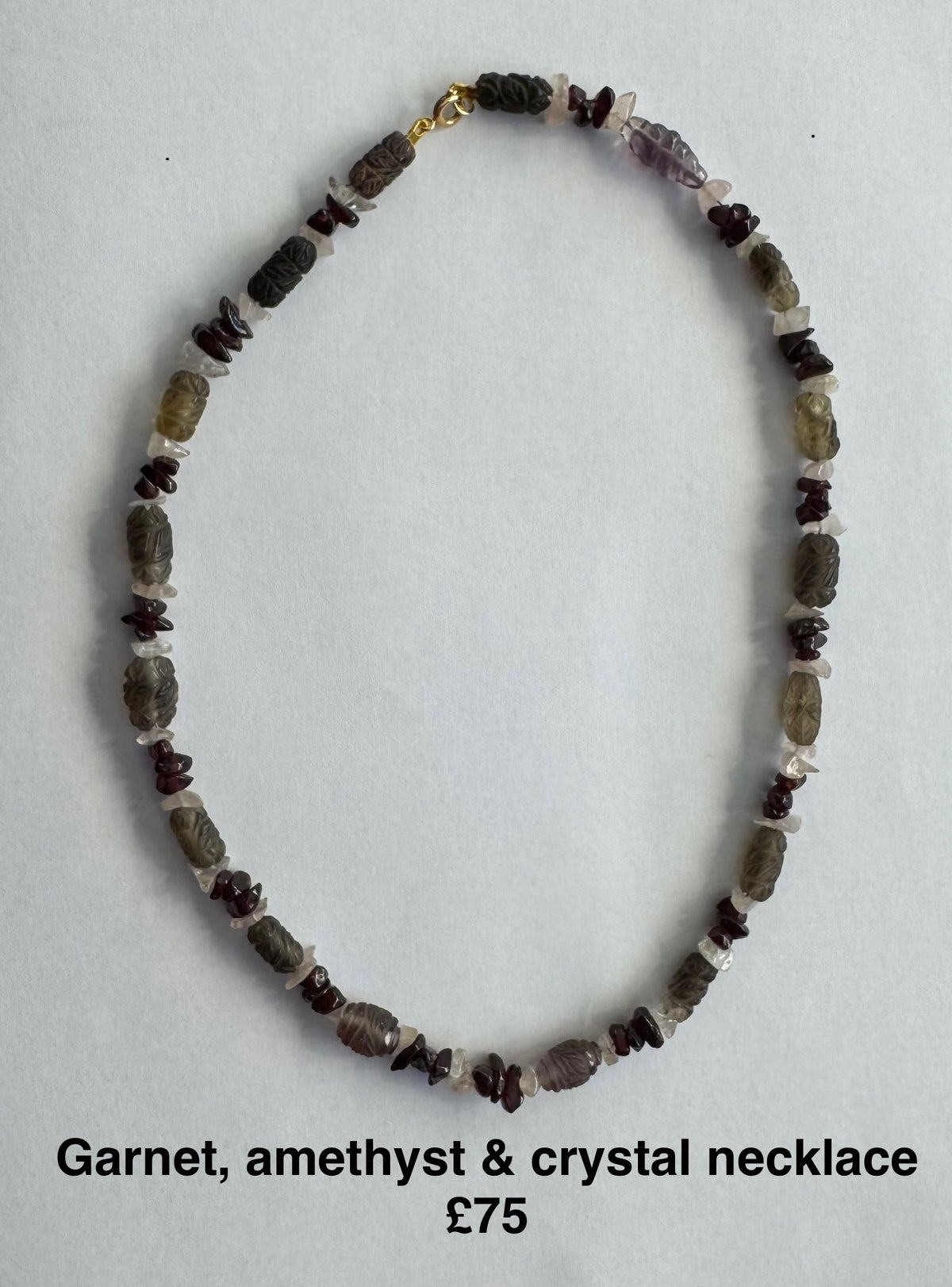Garnet, amethyst & crystal necklace