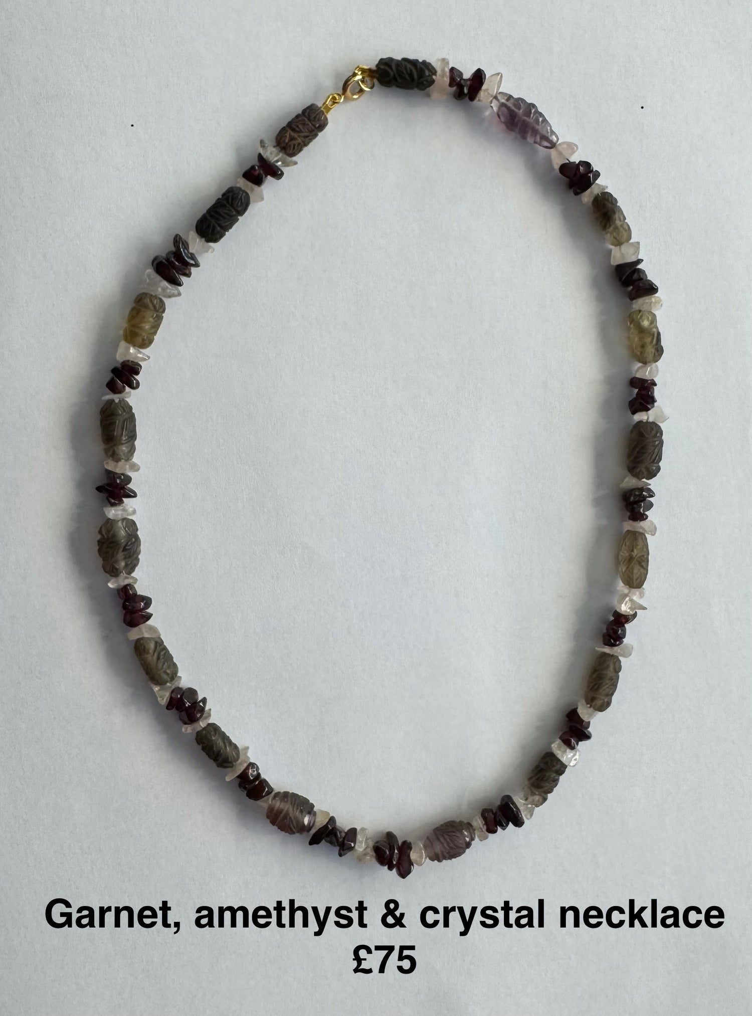 Garnet, amethyst & crystal necklace