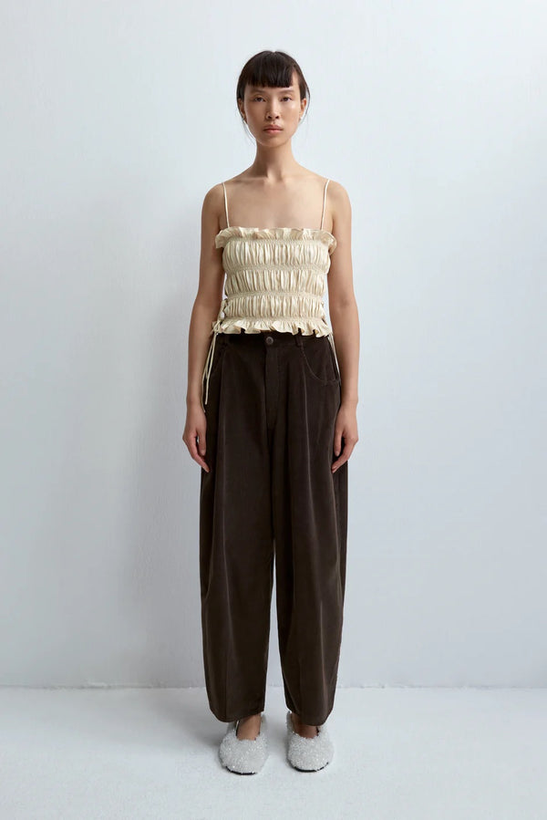 Cordera Corduroy Baggy Pants Brown