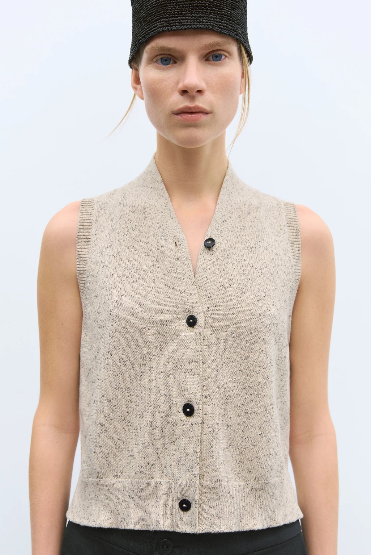 Cordera | Flecked Cotton Vest - Natural