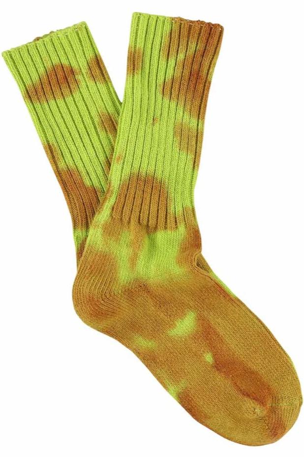 Escuyer | Tie Dye Socks - Rust/Lime