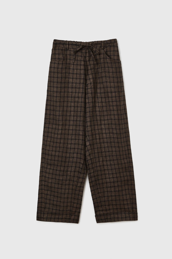 Cordera Linen Relaxed Checkered Pants