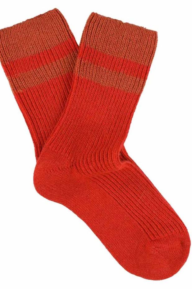 Escuyer | Cashmere Stripe Socks - Orange