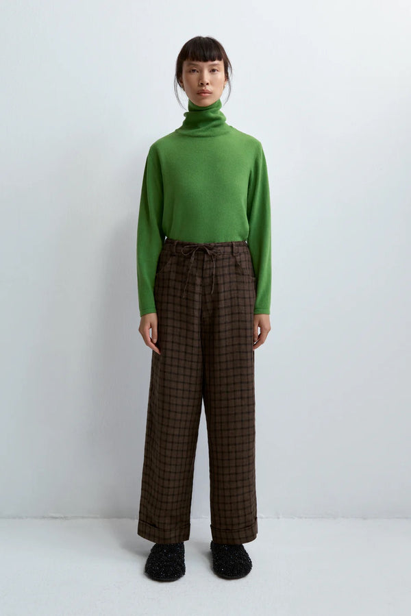 Cordera Linen Relaxed Checkered Pants