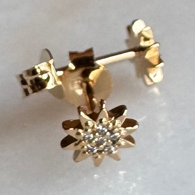 Sparkle flower gold stud