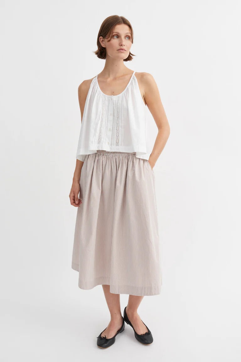 Skall | Ginny Skirt - Warm Beige/White Stripe