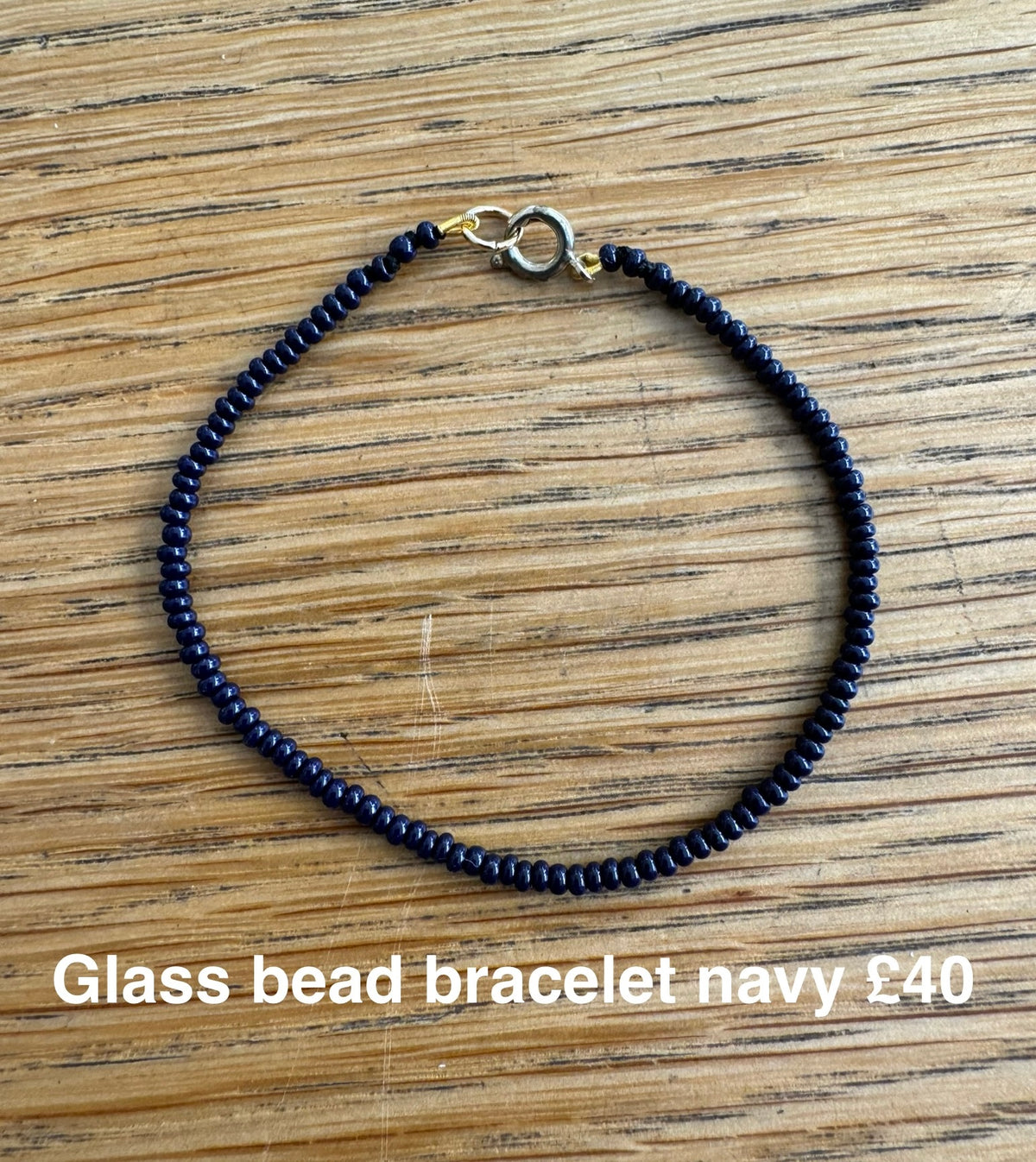 Glass bead bracelet navy