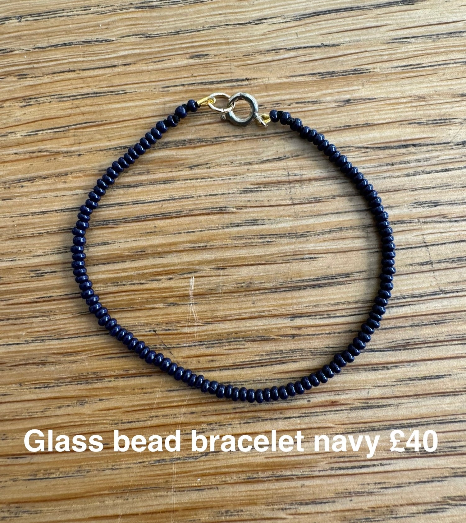 Glass bead bracelet navy