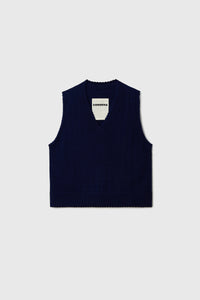 Cordera | Merino Pointelle Waistcoat - Prussian Blue