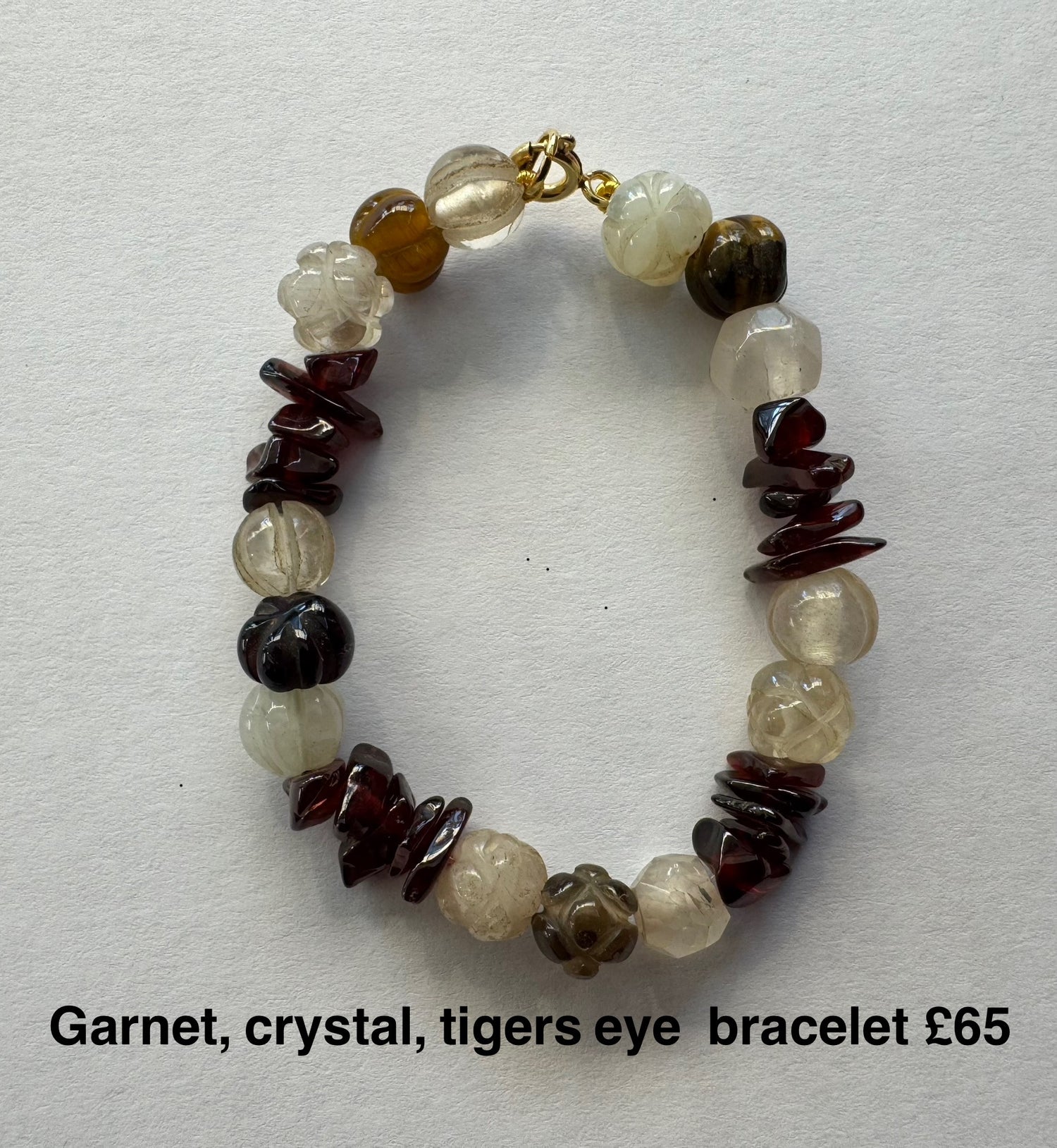 Garnet, crystal & tigers eye bracelet