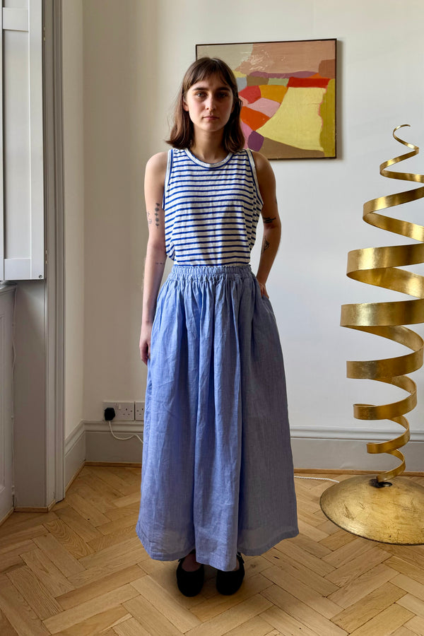 Ichi Antiquités Blue Woven Linen Skirt