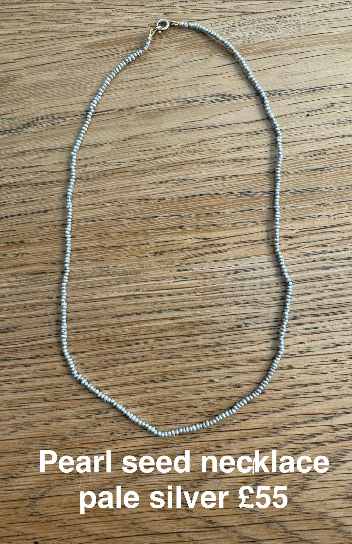 Pearl seed necklace pale silver