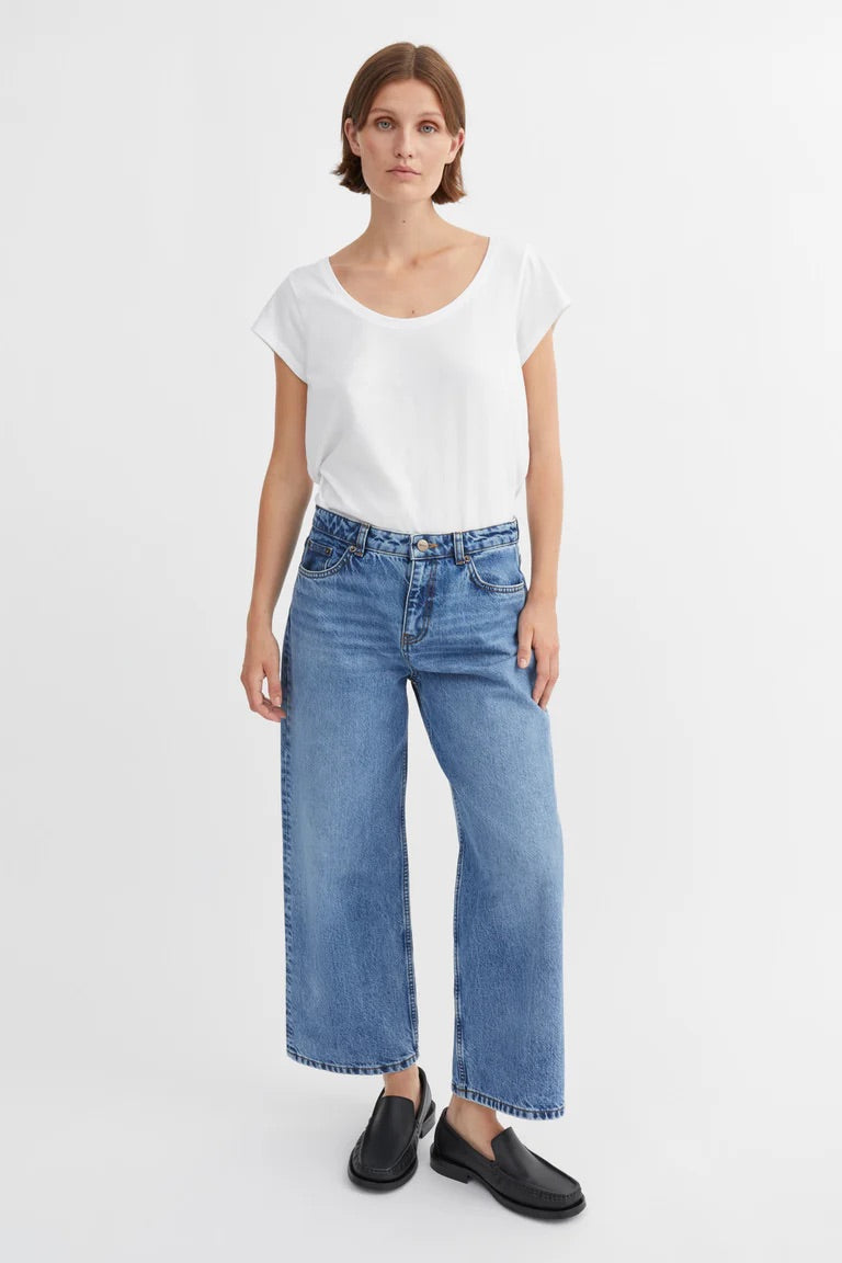 Skall | Taylor Cropped Jeans - Worn Mid Blue