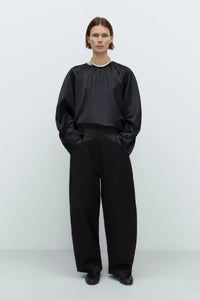 Cordera | Satin Curved Pants - Black