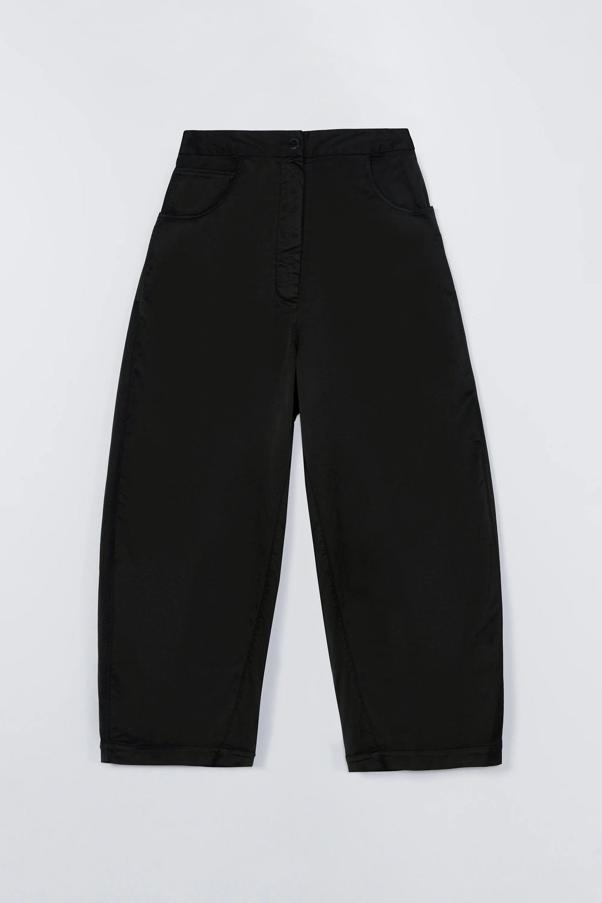 Cordera | Satin Curved Pants - Black