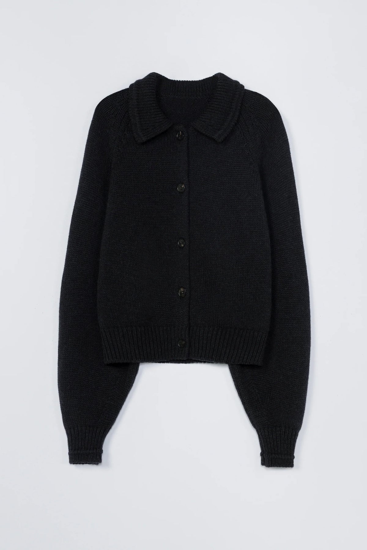 Cordera | Merino Wool Collar Cardigan - Anthracite