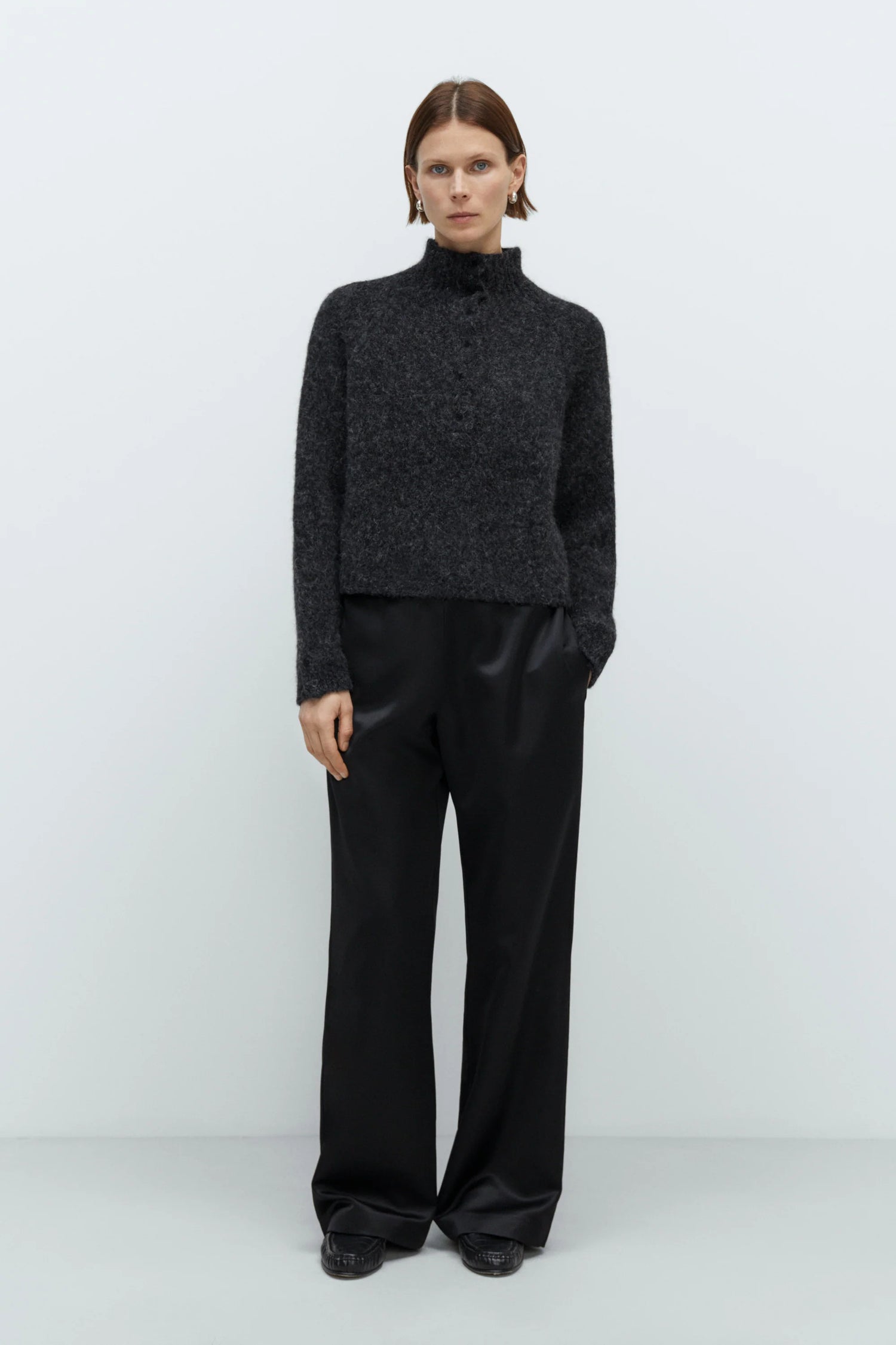 Cordera | Baby Alpaca  Polo Sweater - Anthracite