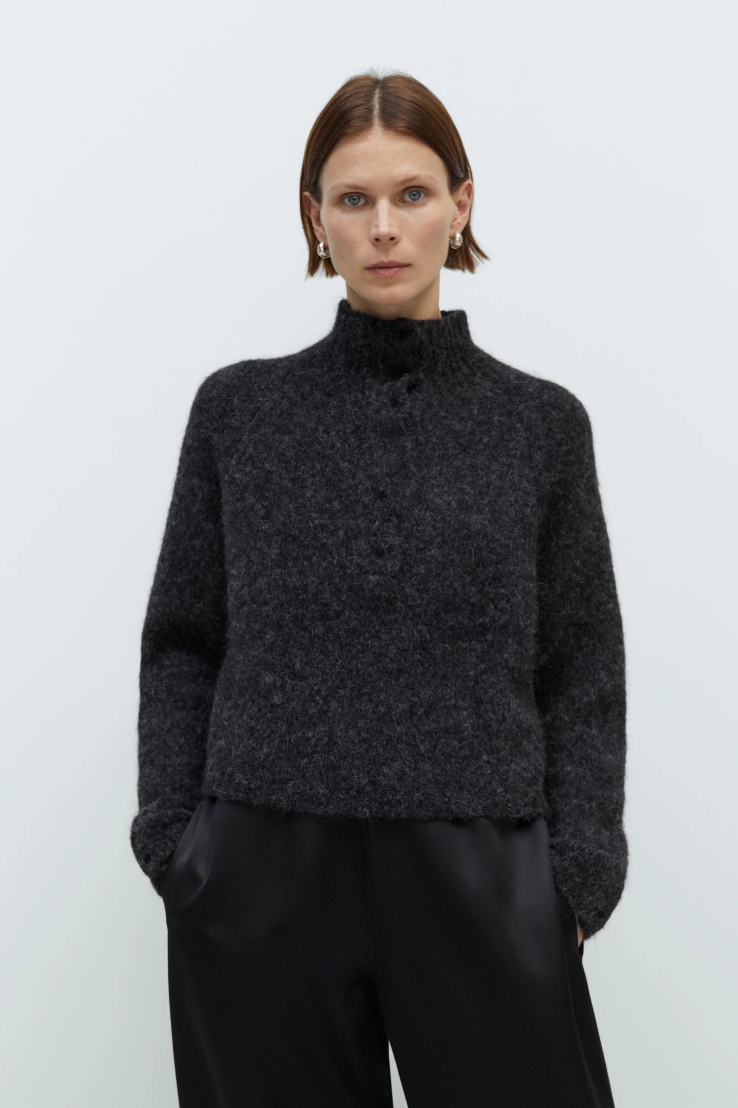 Cordera | Baby Alpaca  Polo Sweater - Anthracite