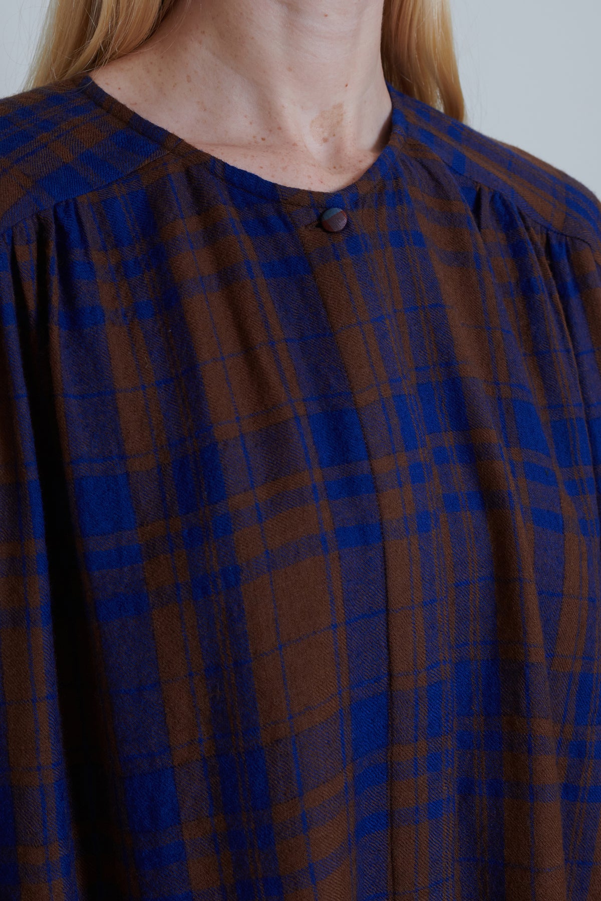 Runaway Bicycle Marino Wool Check Dress - Blue/Brown