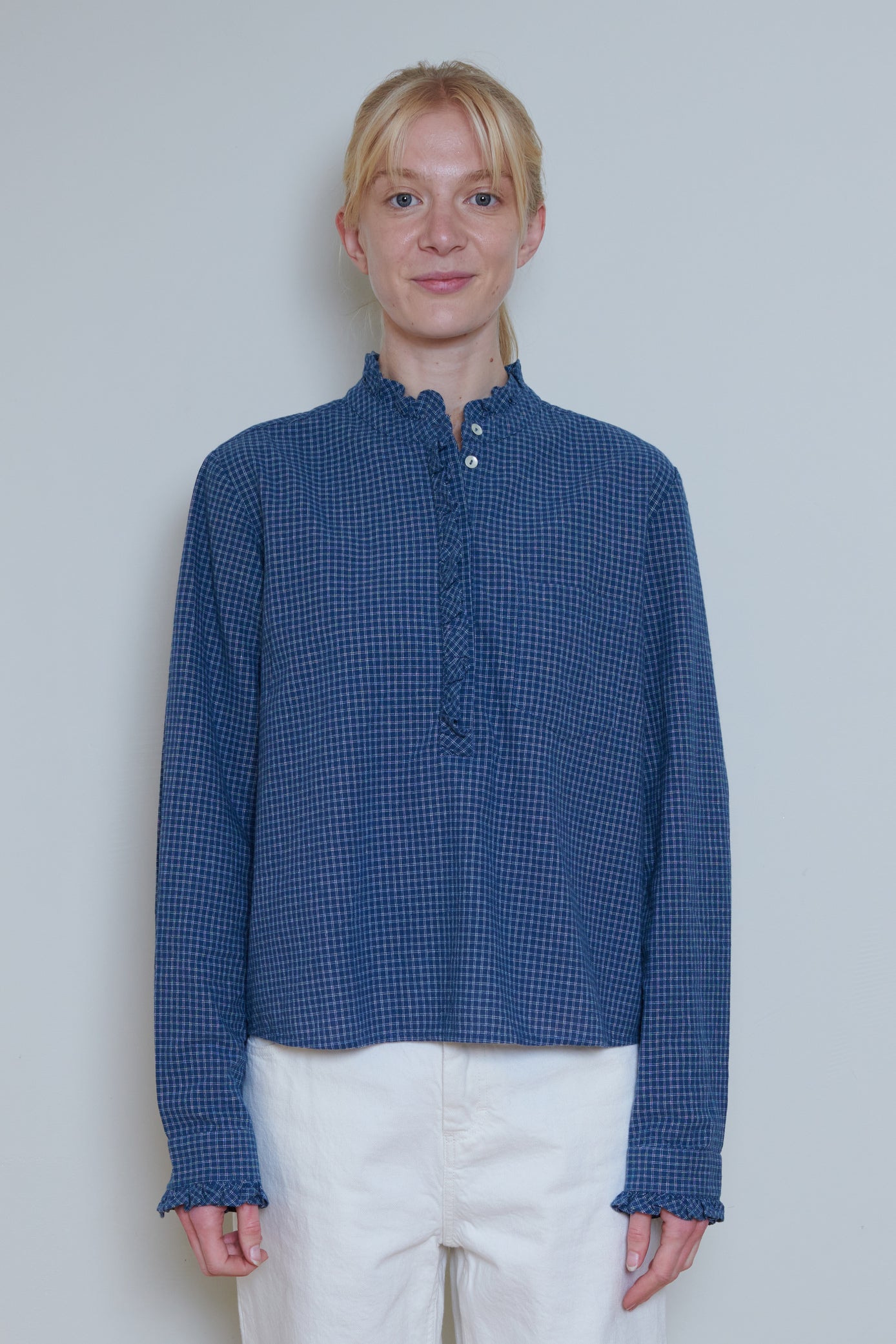 Skall | Lune Shirt - Blue/Cream mini check