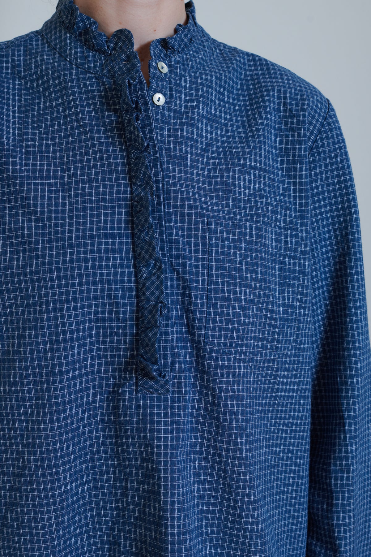 Skall | Lune Shirt - Blue/Cream mini check