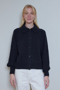 Cordera | Merino Wool Collar Cardigan - Anthracite