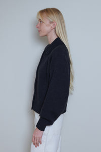 Cordera | Merino Wool Collar Cardigan - Anthracite
