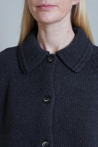 Cordera | Merino Wool Collar Cardigan - Anthracite