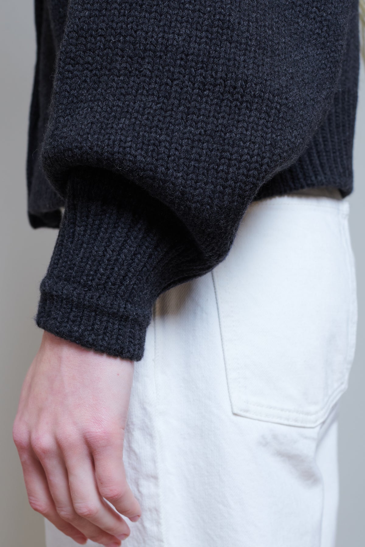 Cordera | Merino Wool Collar Cardigan - Anthracite