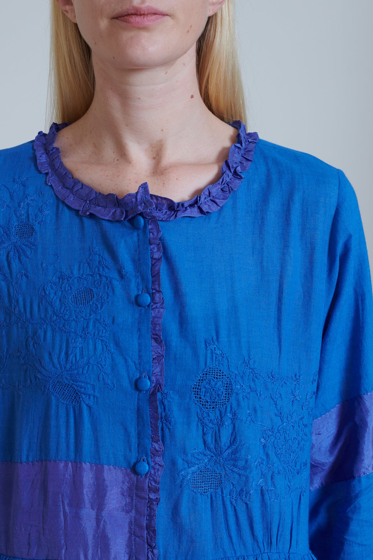 Runaway Bicycle | Embroidered Dress - Blue