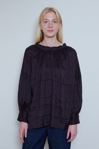 Runaway Bicycle | Tiered Silk Top - Wine