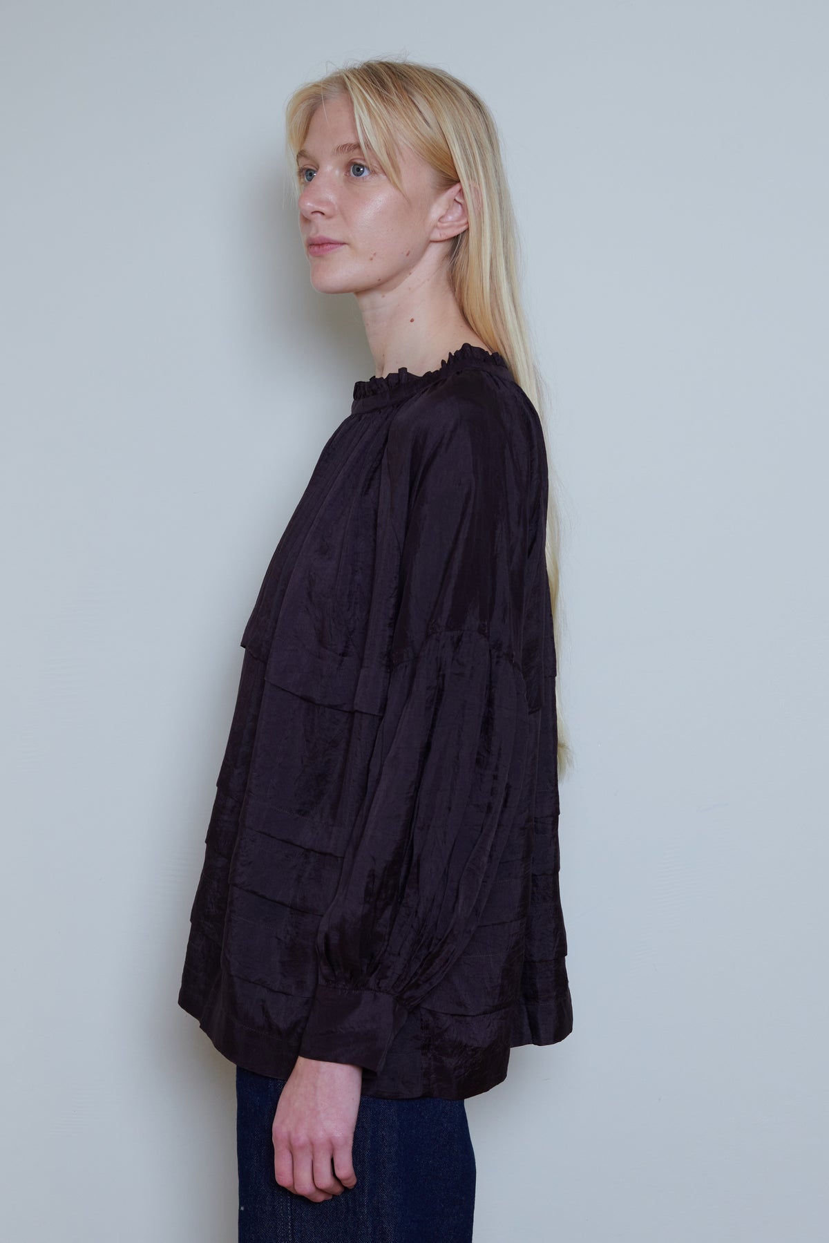 Runaway Bicycle | Tiered Silk Top - Wine