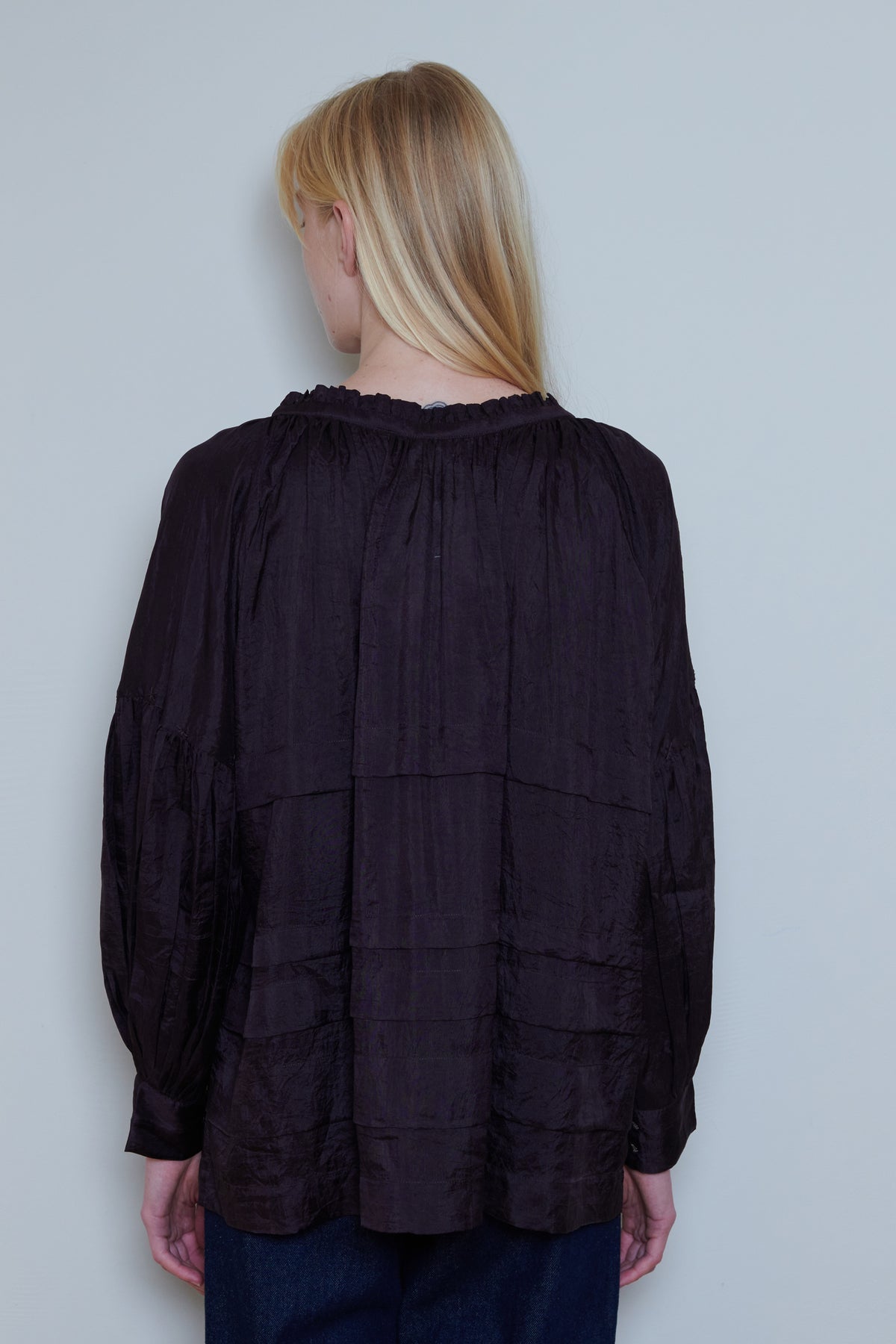 Runaway Bicycle | Tiered Silk Top - Wine