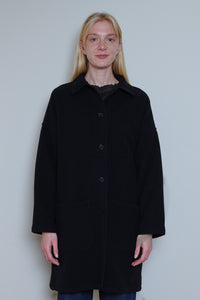 Vetra Soft Melton Weaved Wool Coat - Navy
