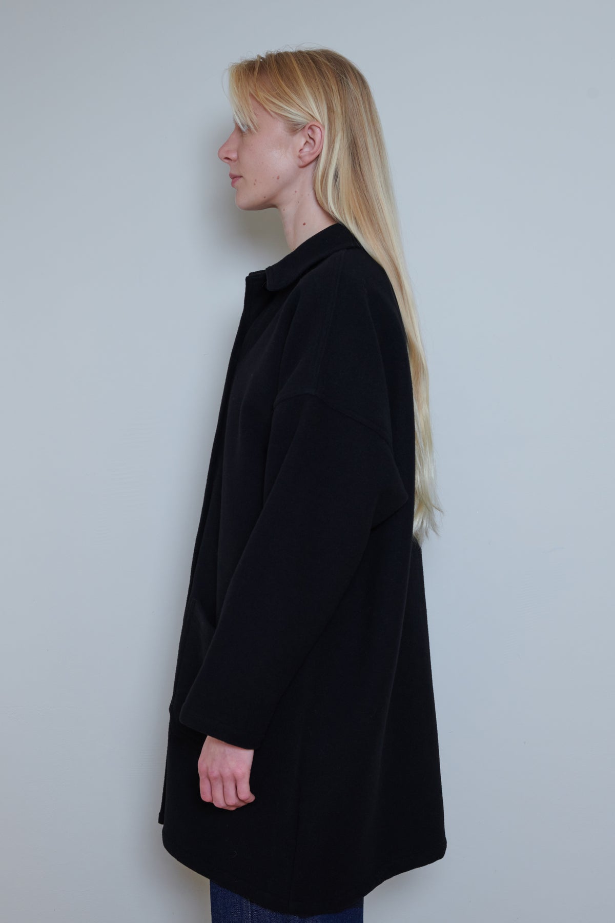 Vetra Soft Melton Weaved Wool Coat - Navy