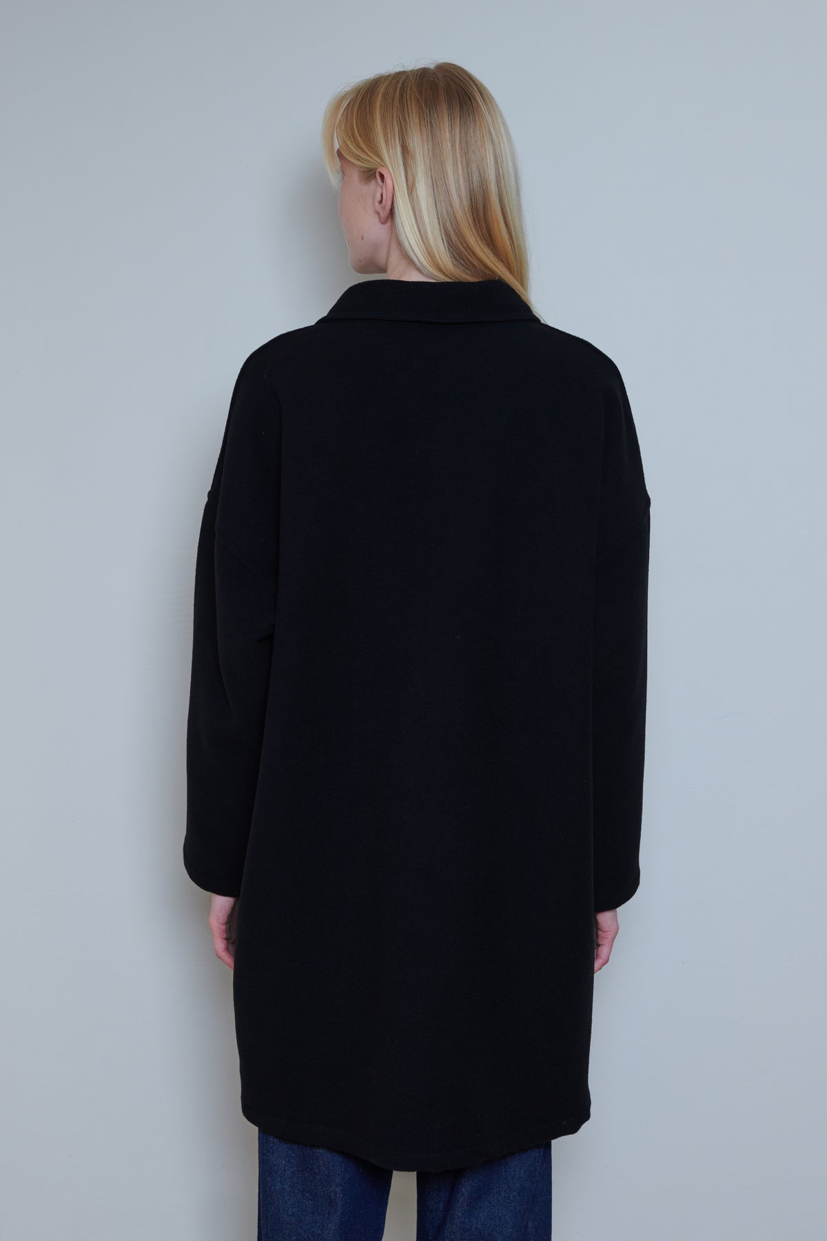 Vetra Soft Melton Weaved Wool Coat - Navy