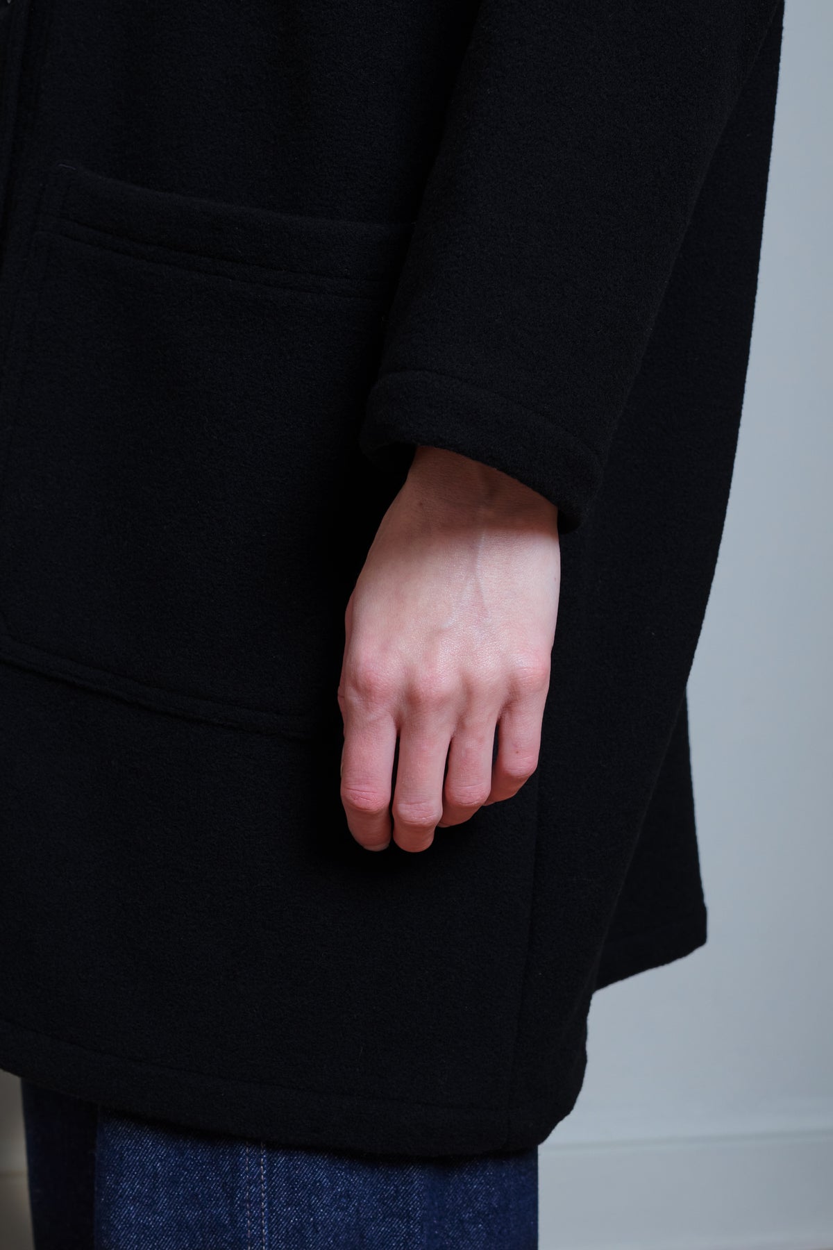 Vetra Soft Melton Weaved Wool Coat - Navy