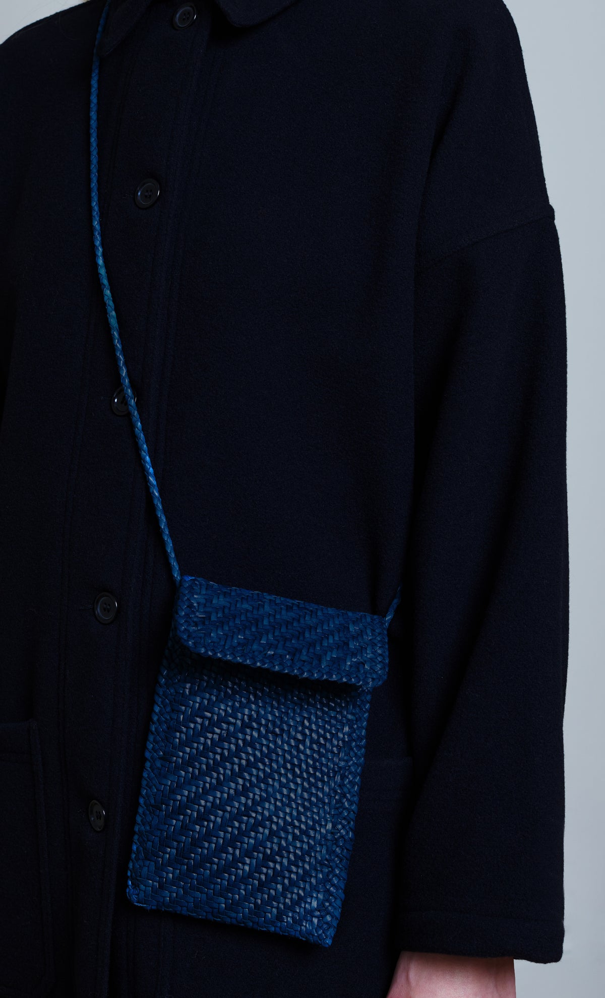 Vetra Soft Melton Weaved Wool Coat - Navy