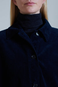 Vetra - Navy Cord Long Weaved Jacket